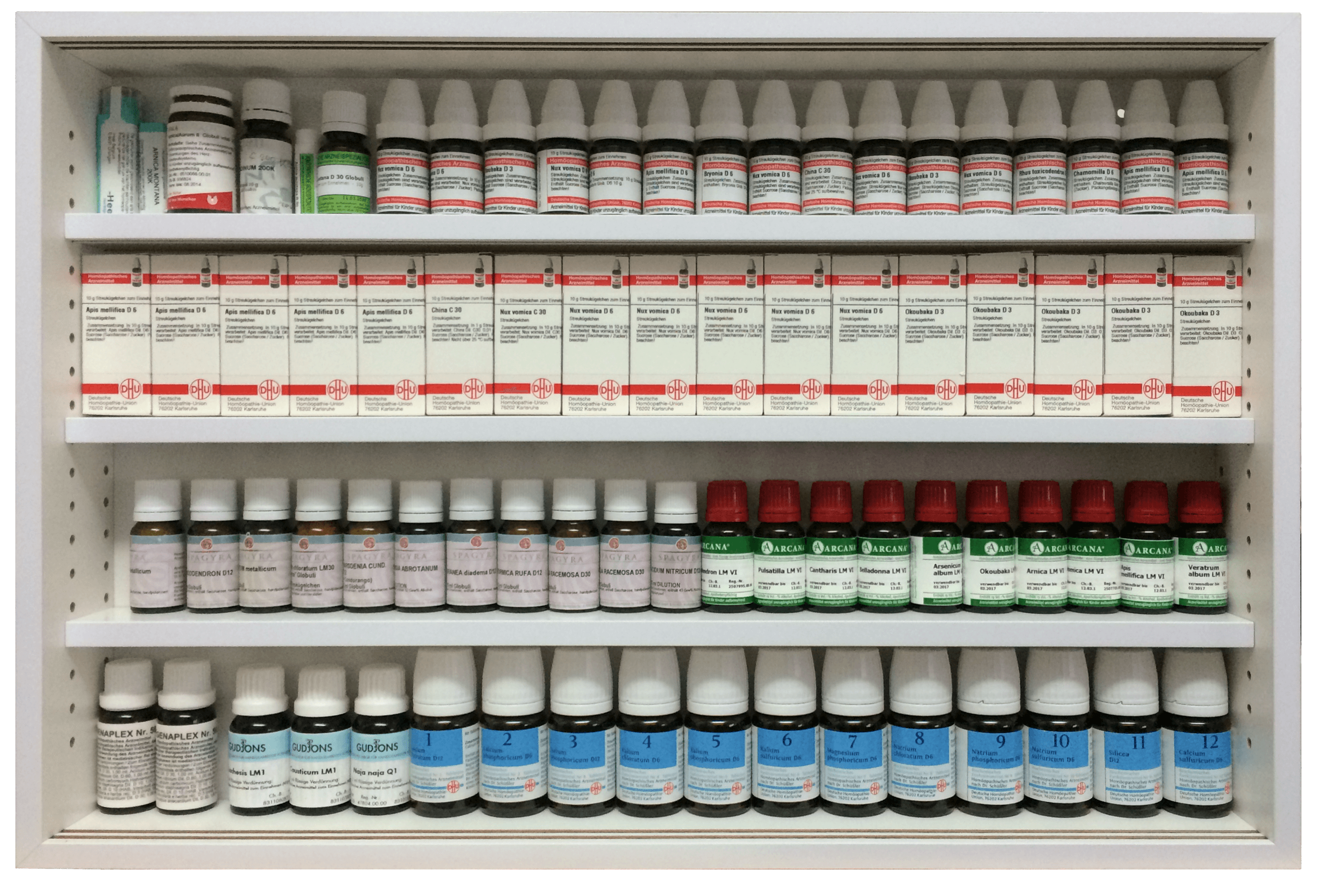 aufbewahrung homöopathische mittel Globuli Vitrine klein in weiß